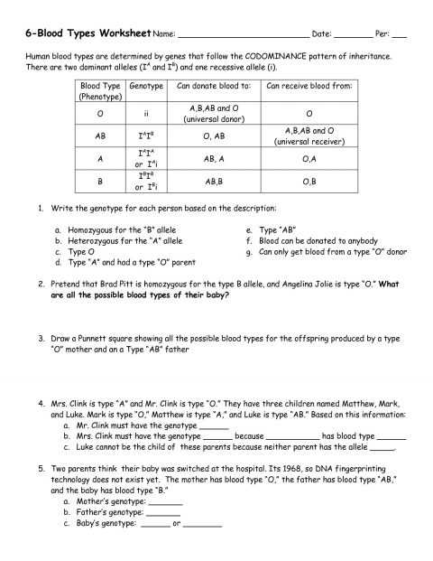Incomplete Dominance and Codominance Practice Problems Worksheet Answer Key Along with Multiple Alleles Worksheet Answers Concept